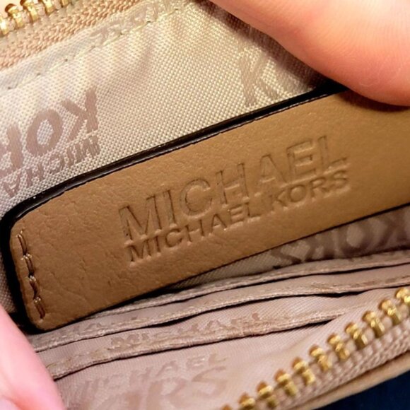 Michael Kors Beige Leather Wristlet Wallet | Small Designer Card Holder - Picture 14 of 16